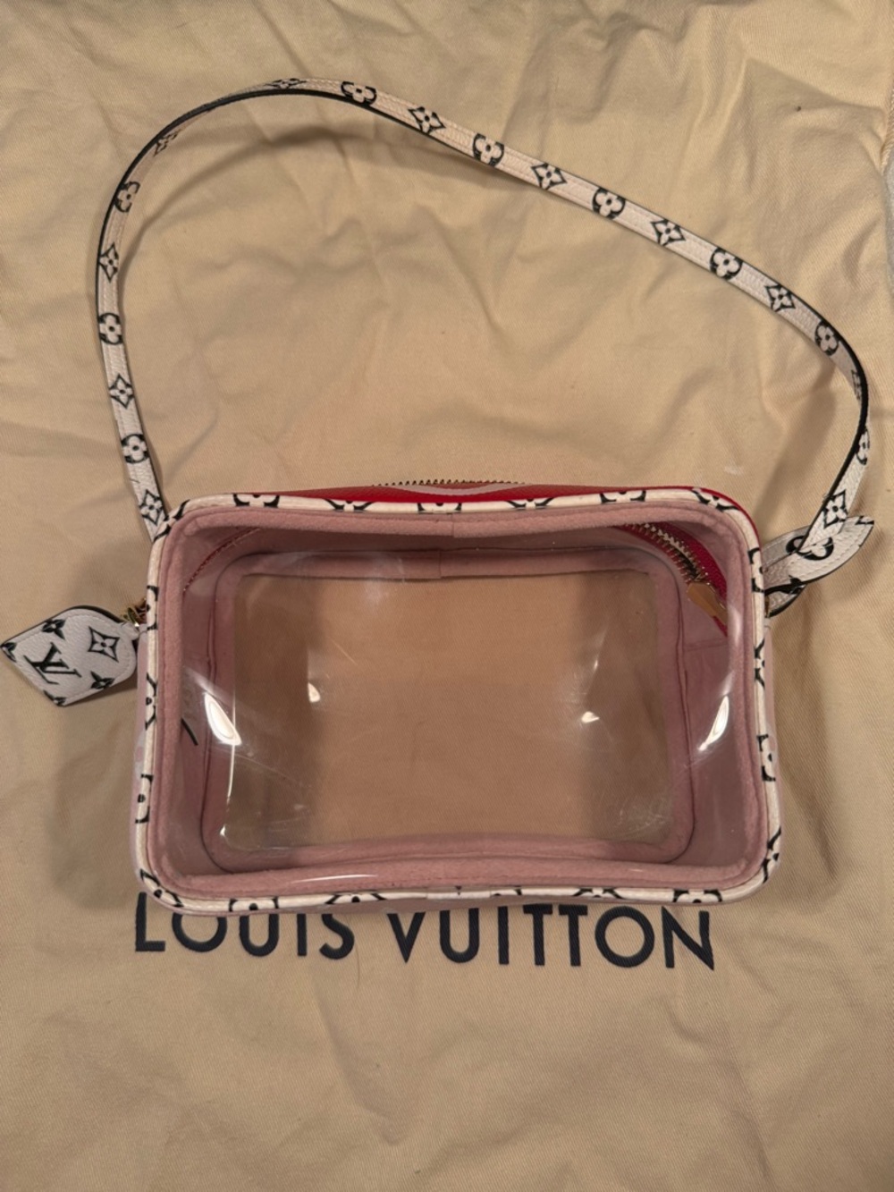 Louis Vuitton Pink Clear Crossbody with White Monogram Strap